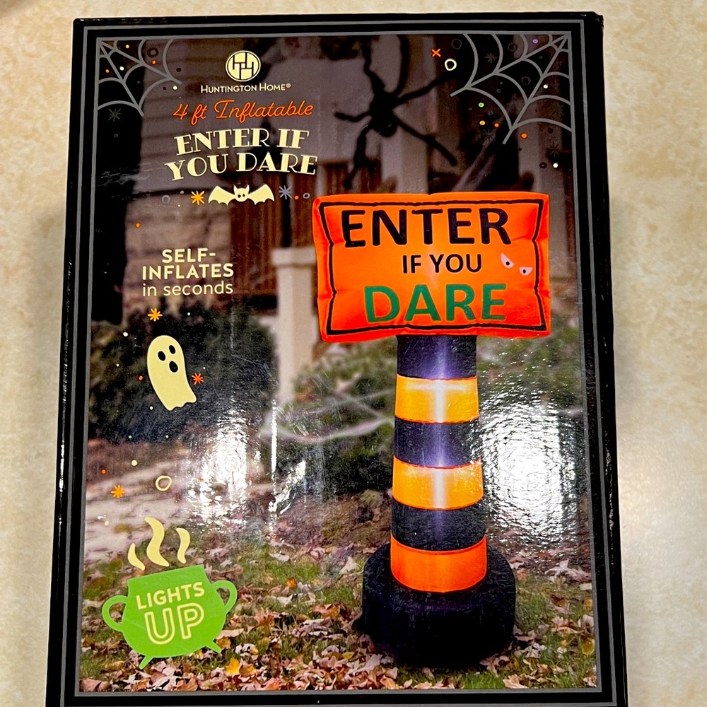 Huntington Home Halloween 4ft Inflatable Sign - Enter if You Dare sign